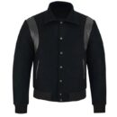 letterman jacket with collar black