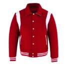 letterman jacket with collar red and white