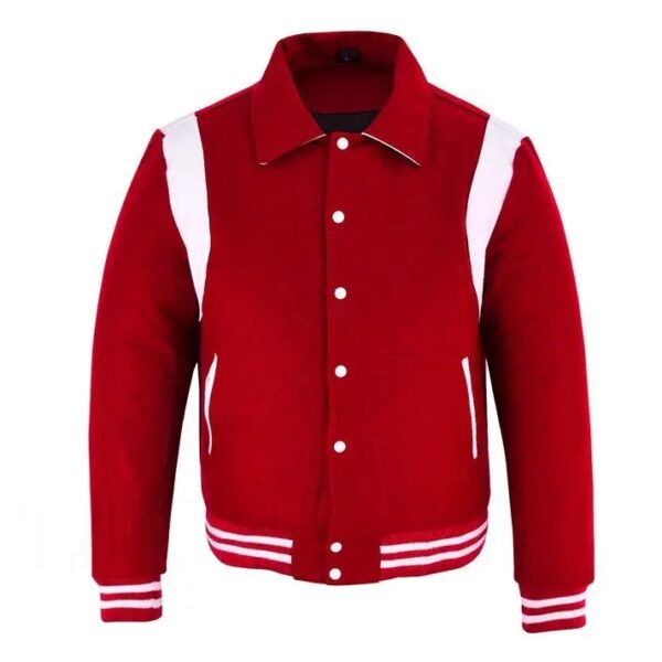 letterman jacket with collar red and white