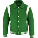 letterman jacket with collar green and white