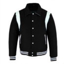 letterman jacket with collar black and white